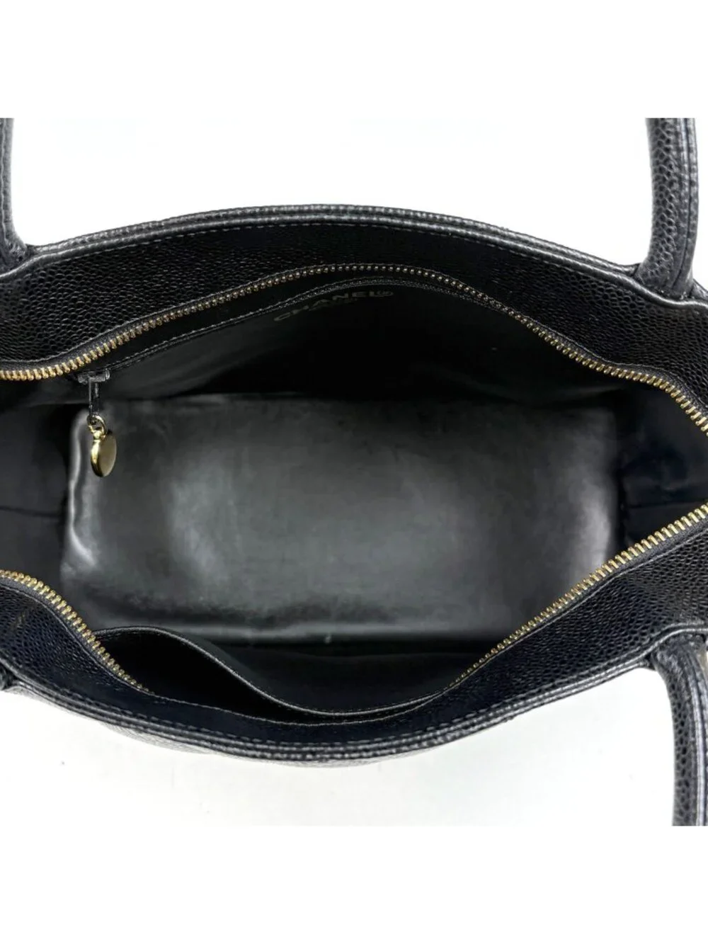 Chanel Reissue Tote Handbag CC Logo Caviar Leather Black